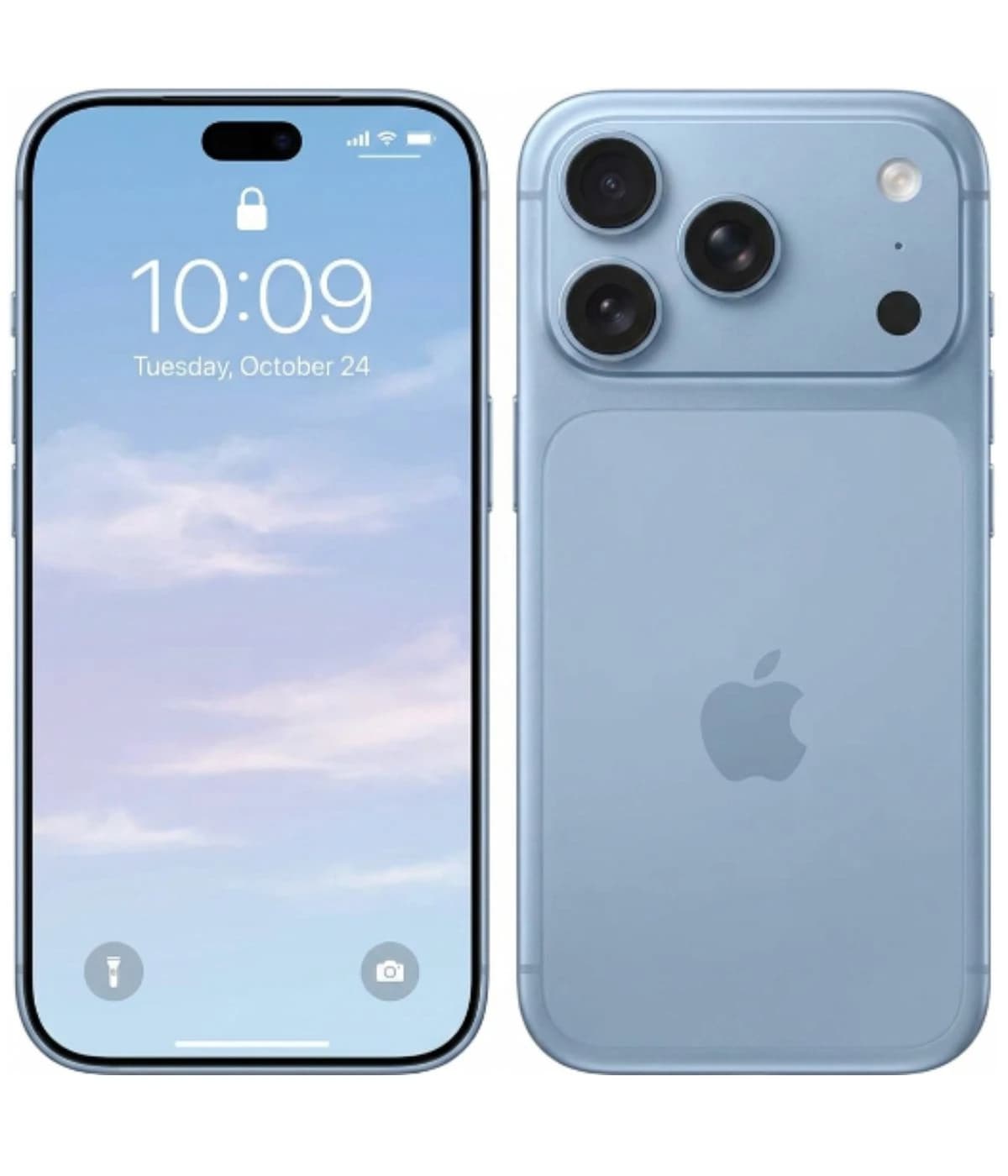 Apple iPhone 18 Pro Max in blue color, showcasing a sleek design with a vibrant display showing the time and date. The back features a triple camera setup and the iconic Apple logo, emphasizing its premium quality.