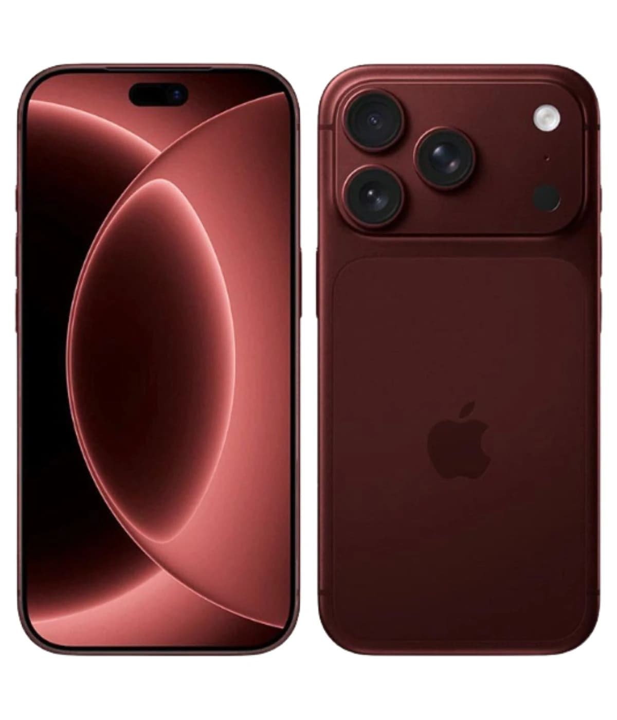 Apple iPhone 18 Pro Max in Deep Red color featuring a sleek design, showcasing a vibrant display and a triple-camera setup on the back. The device is presented in a front and back view, highlighting its premium finish and modern aesthetics.