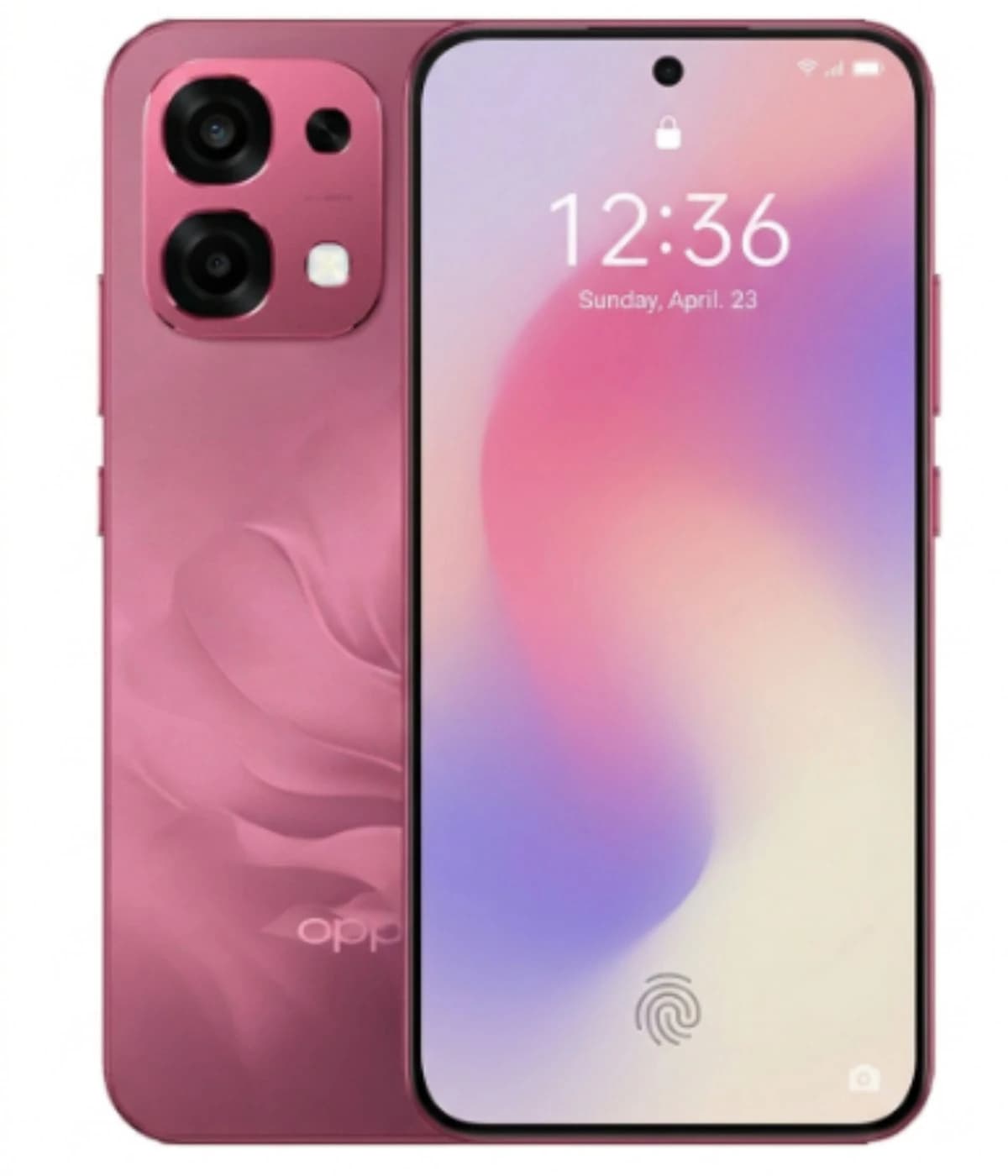 Oppo A6 Pro smartphone in a stunning pink color featuring a sleek design, dual rear cameras, and a vibrant display with a fingerprint sensor. The device showcases a floral pattern on the back, enhancing its aesthetic appeal.