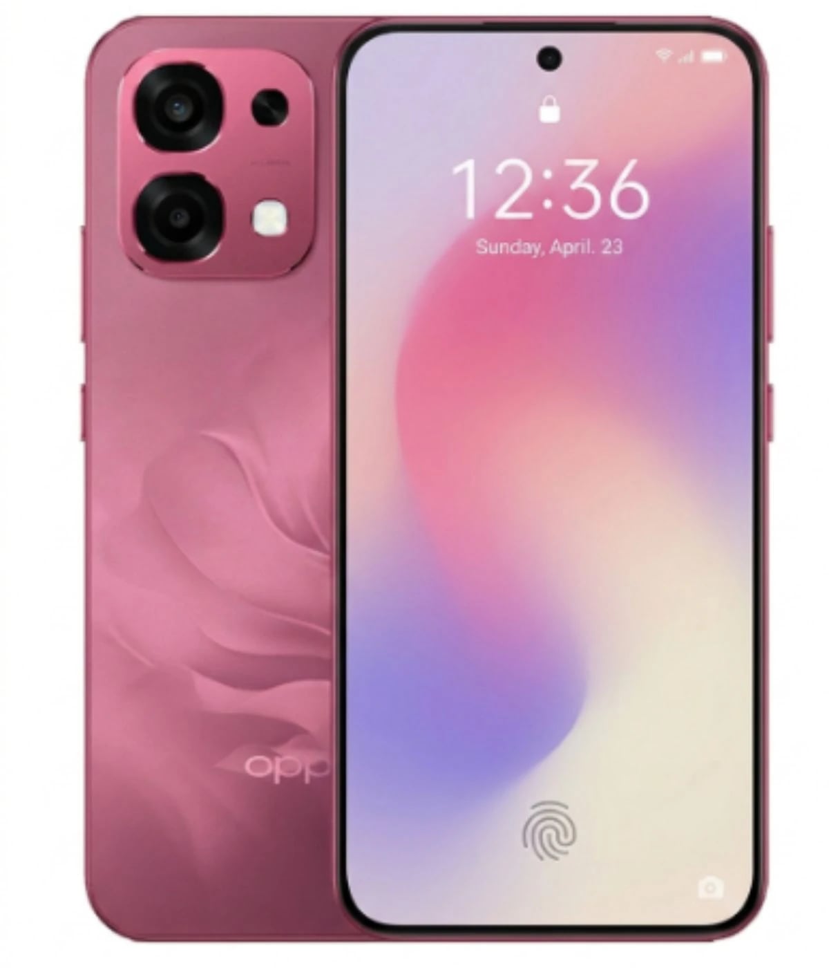 Oppo A6 Pro smartphone in a stunning pink color featuring a sleek design, dual rear cameras, and a vibrant display with a fingerprint sensor. The device showcases a floral pattern on the back, enhancing its aesthetic appeal.